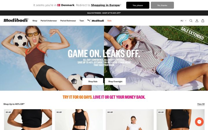 Screenshot of modibodi.com