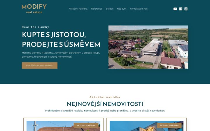 Snímek obrazovky modifyrealestate.cz