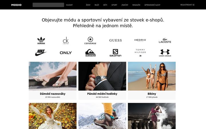 Екранна снимка на modio.cz