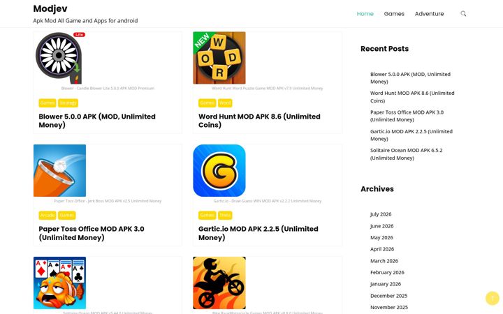 Screenshot of modjev.com