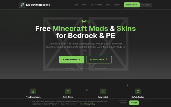 Screenshot of mods4minecraft.com