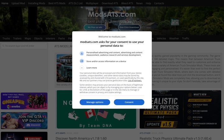 Screenshot of modsats.com