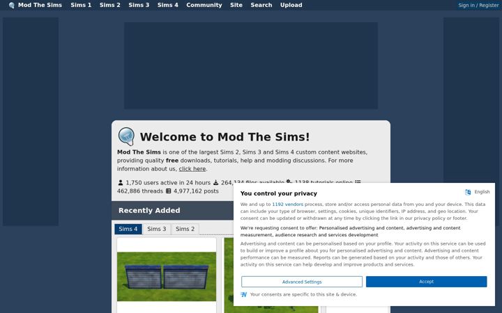 Screenshot of modthesims2.com