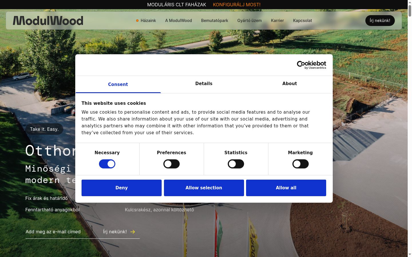 Screenshot of the consent banner shown before any interaction