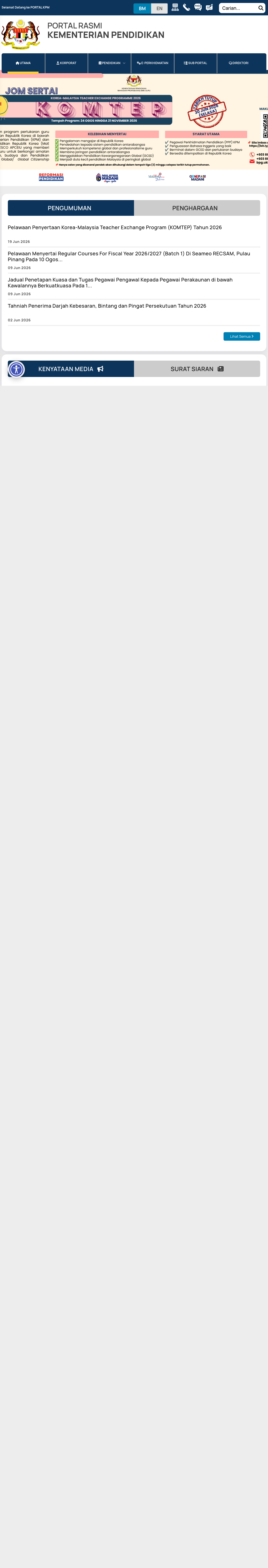 Tablet screenshot of moe.gov.my