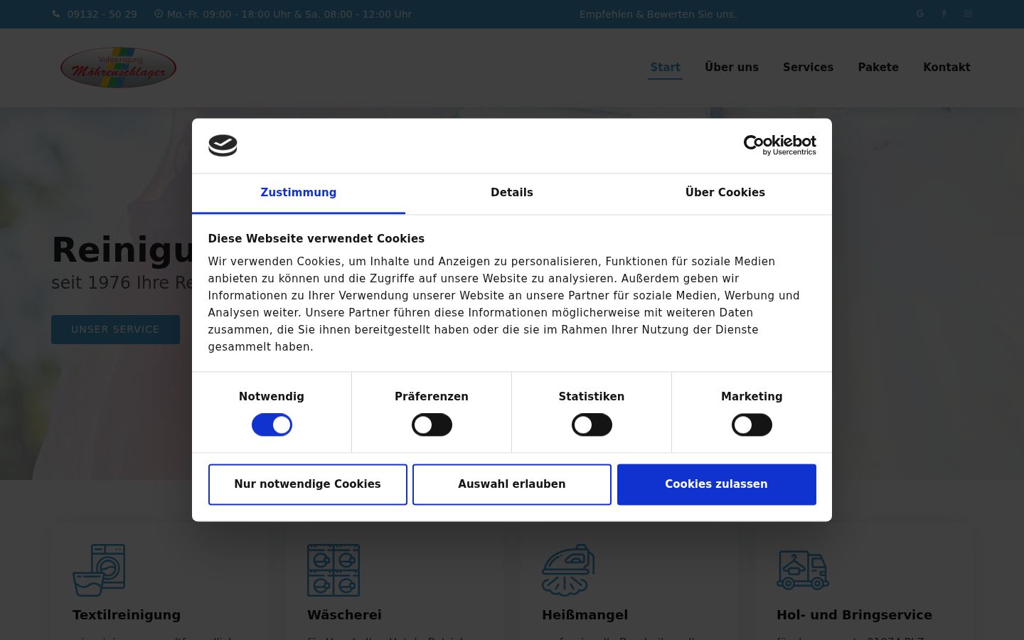 Screenshot del banner di consenso mostrato prima di qualsiasi interazione