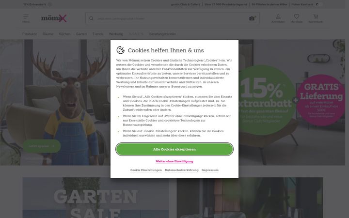 Ekrānuzņēmums no moemax.de