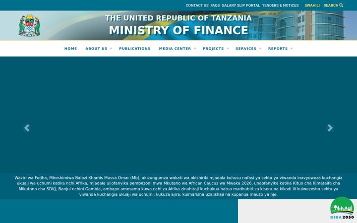 Screenshot of mof.go.tz