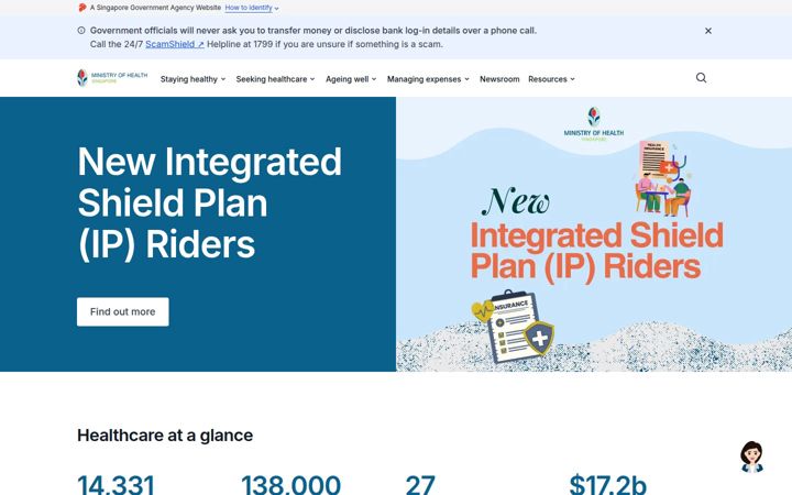 Screenshot of moh.gov.sg