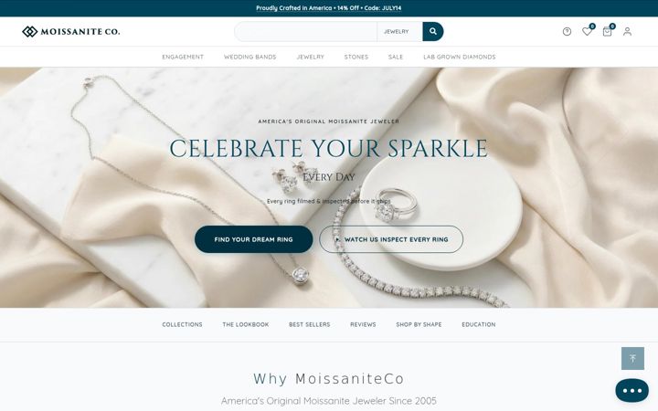 Screenshot of moissaniteco.com