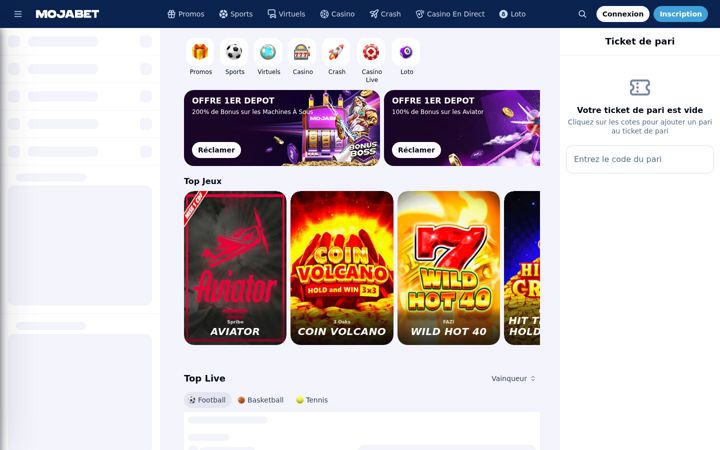 Screenshot of mojabet.cd