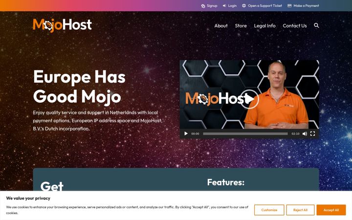 Screenshot of mojohost.eu