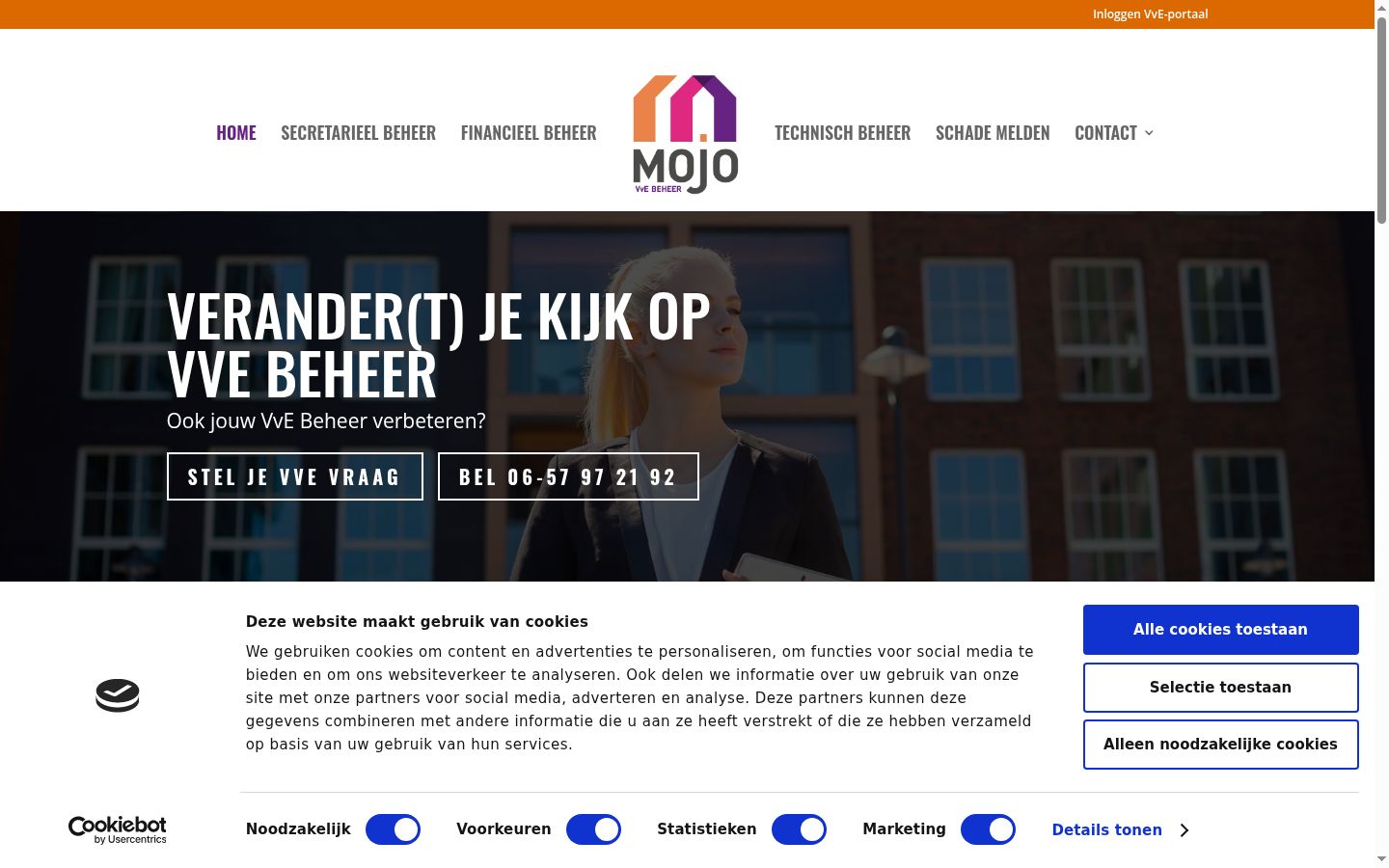 Screenshot van de toestemmingsbanner zoals getoond vóór enige interactie