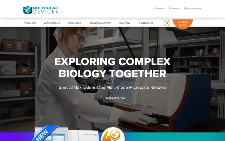 Screenshot of moleculardevices.com