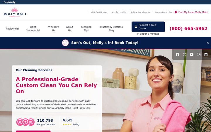 Screenshot of mollymaid.com