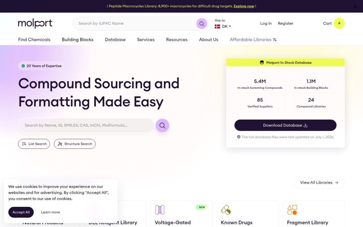 Screenshot of molport.com