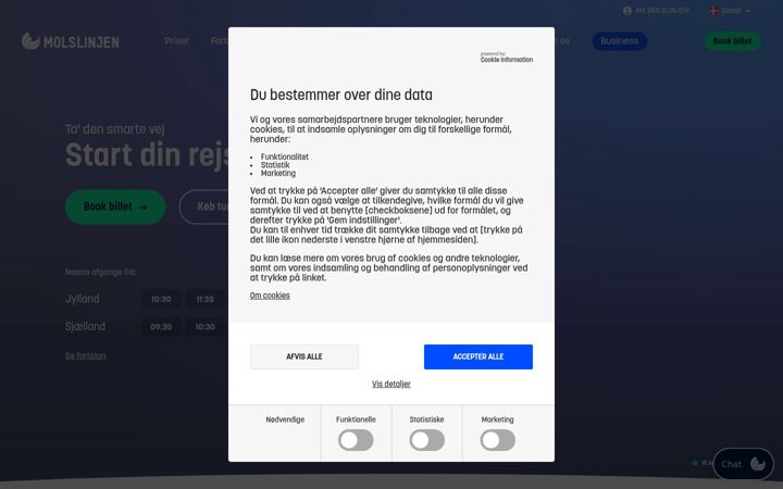 Screenshot of molslinjen.dk