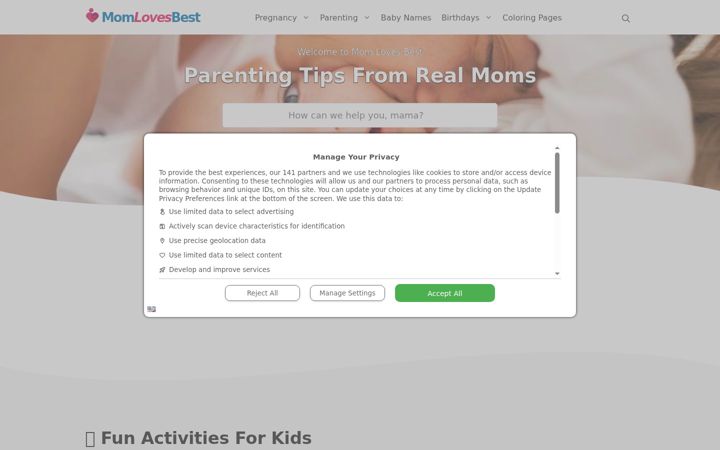 Screenshot of momlovesbest.com