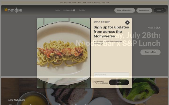 Screenshot of momofuku.com