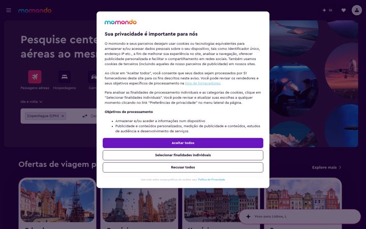 Screenshot of momondo.com.br