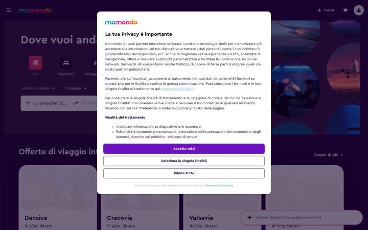 Screenshot of momondo.it