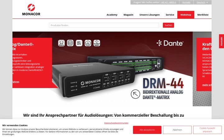 Screenshot of monacor.de