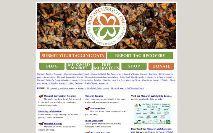 Screenshot of monarchwatch.org