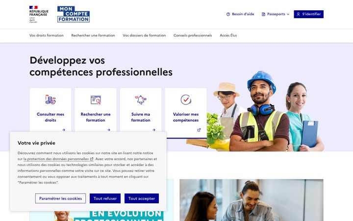 Screenshot of moncompteformation.gouv.fr