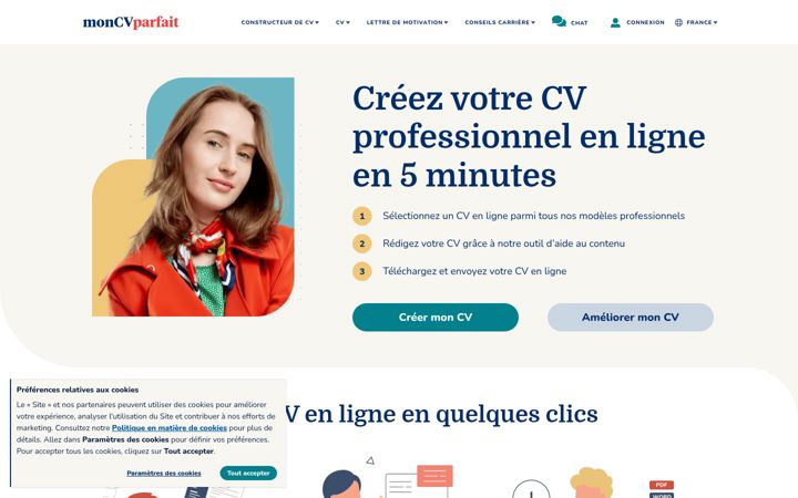 Screenshot of moncvparfait.fr