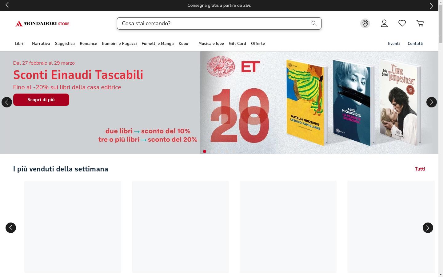 Screenshot of mondadoristore.it