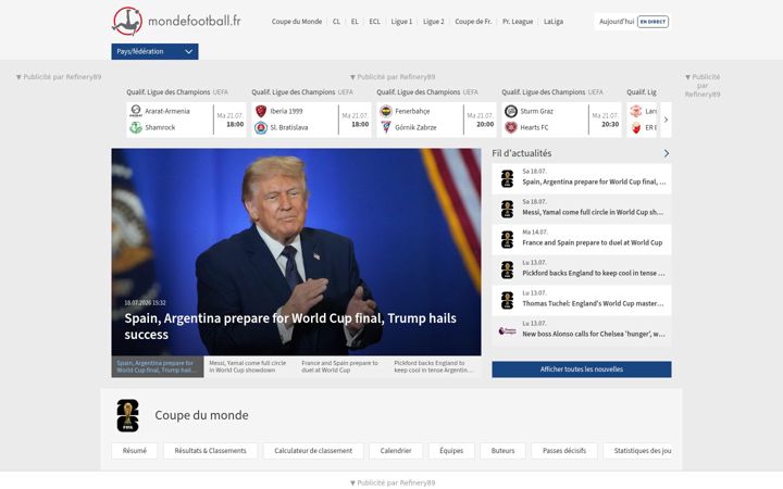 Screenshot of mondefootball.fr