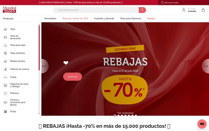 Captura de pantalla de mondialtissus.es