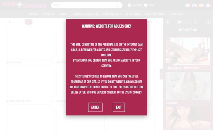 Screenshot of mondocamgirls.com