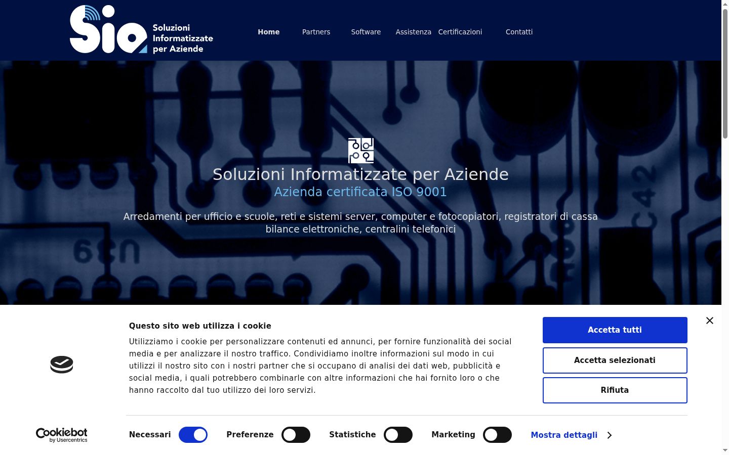 Screenshot del banner di consenso mostrato prima di qualsiasi interazione