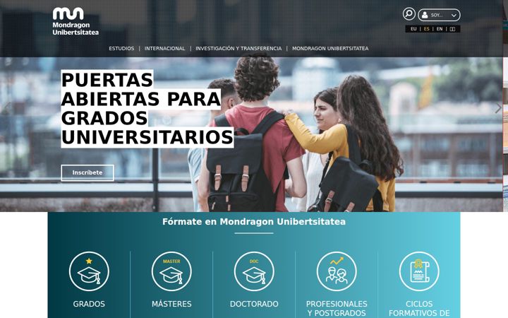Screenshot of mondragon.edu