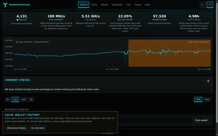 Screenshot of moneroocean.stream