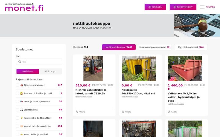 Screenshot of monet.fi