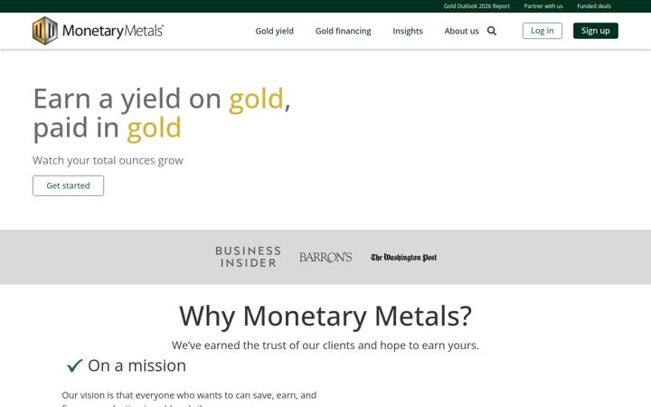 Snimka zaslona za monetary-metals.com