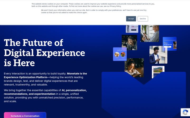 Screenshot of monetate.com