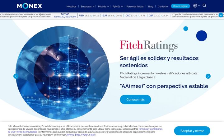 Screenshot of monex.com.mx