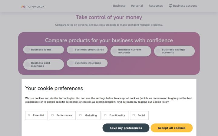 Screenshot of money.co.uk