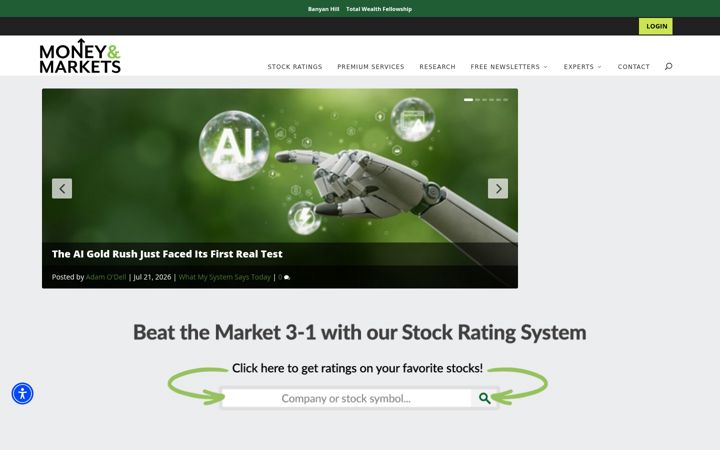 Screenshot of moneyandmarkets.com