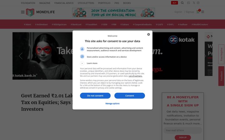 Screenshot of moneylife.in