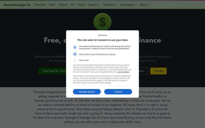 Screenshot of moneymanagerex.org