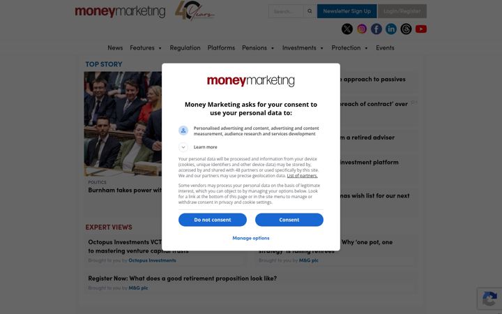 Screenshot of moneymarketing.co.uk