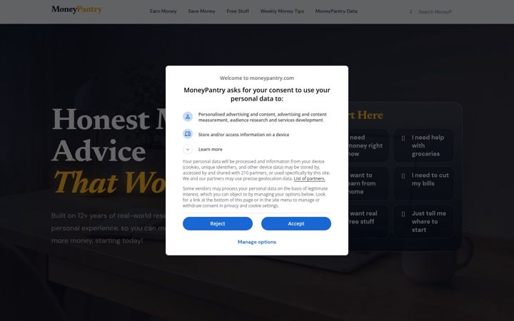 Screenshot van moneypantry.com