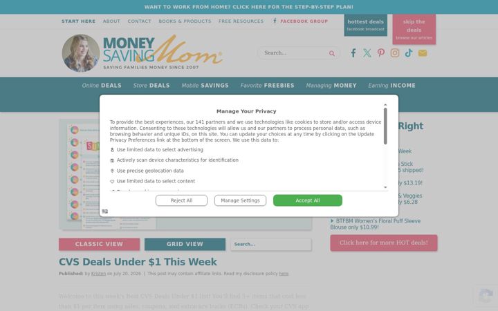 Screenshot of moneysavingmom.com