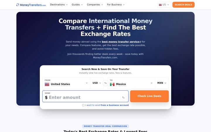 Screenshot of moneytransfers.com