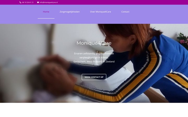 Posnetek zaslona monique4care.nl