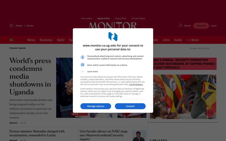 Screenshot of monitor.co.ug